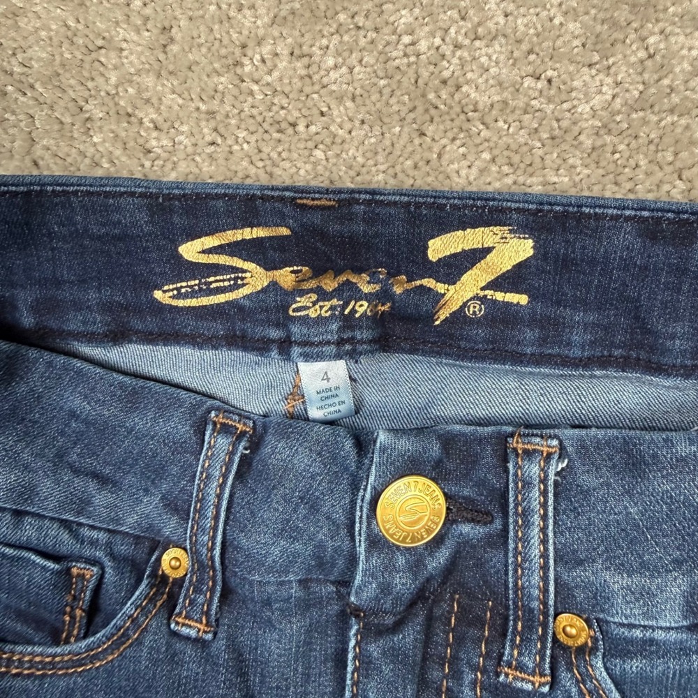Seven7 Women Dark Wash Tummyless High Rise Skinny Jeans Indigo Denim Size 4 - Picture 9 of 11